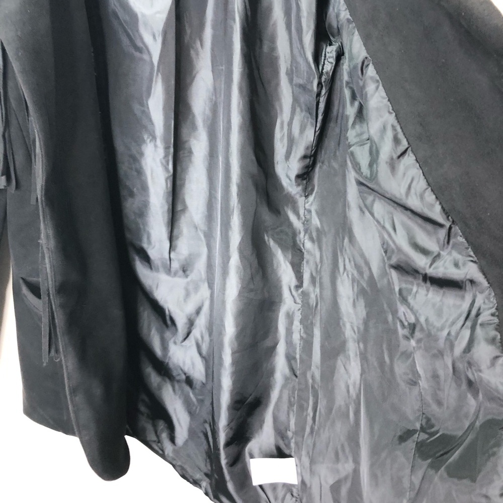 Blue B Coll. Faux Suede Fringe Rivets Jacket Sz M Black Rock Western Rockabilly - Picture 10 of 11
